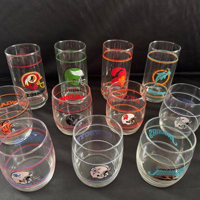 Lot 231: Mixed Collection Of NFL Mobil Promotional Glasses