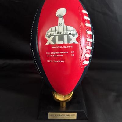 Lot 438: Super Bowl XLIX Patriots Display Football – Tom Brady MVP – NFL Champions Collectible