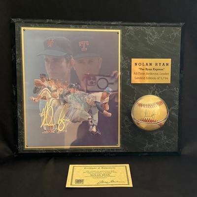 Lot 447: Nolan Ryan Autographed Baseball with COA – Limited Edition of 5,714 | The Ryan Express