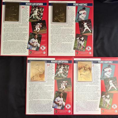 Lot 404: 2 Pedro Martinez & Nomar Garciaparra Red Sox Danbury Mint 22kt Gold Cards – MLB Licensed Se
