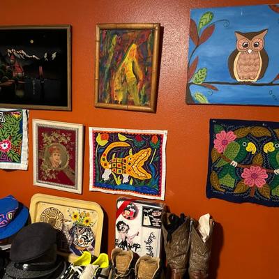 Sale Photo Thumbnail #81: Art on the red wall vignette 