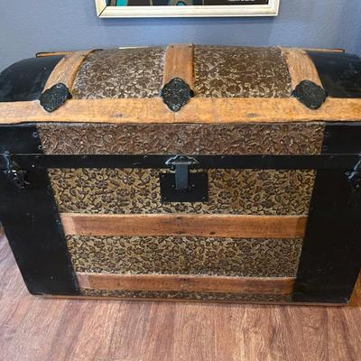Sale Photo Thumbnail #49: Antique camelback trunk $99