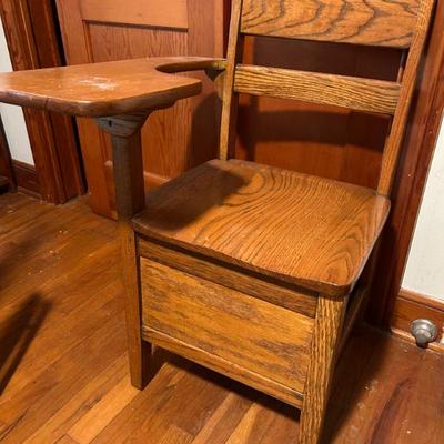Sale Photo Thumbnail #68: 1930’s solid oak school desk $60