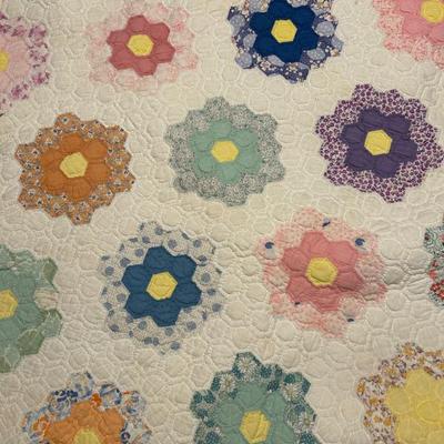 Sale Photo Thumbnail #85: ‘Grandma’s Garden’ 1930’s hand made quilt $330