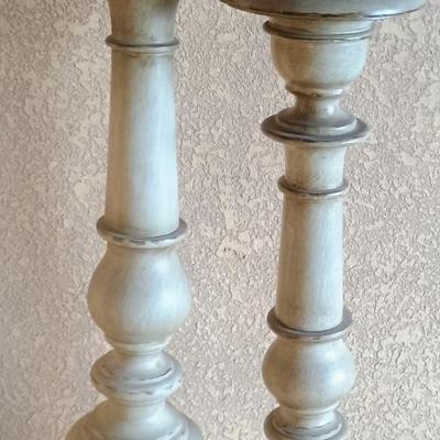 Two Tall Candle Holders w/candles
