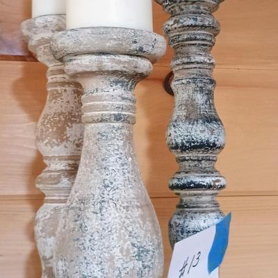 3 Candles and Candleholders