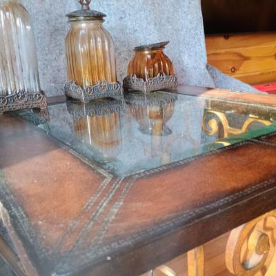 Brass and Glass and Leather Table