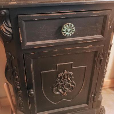 1 Drawer, 1 Door Black Cabinet