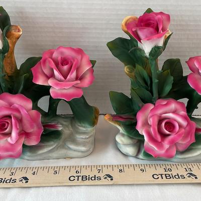 Capodimonte Pink Flowers Set Of 2
