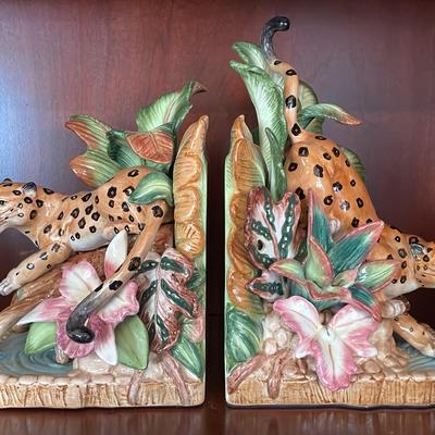 Fitz And Floyd Exotic Jungle Cheetah Bookends