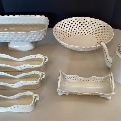 Porcelain Eyelet Flatware Silverware Holders And Other Servingware 