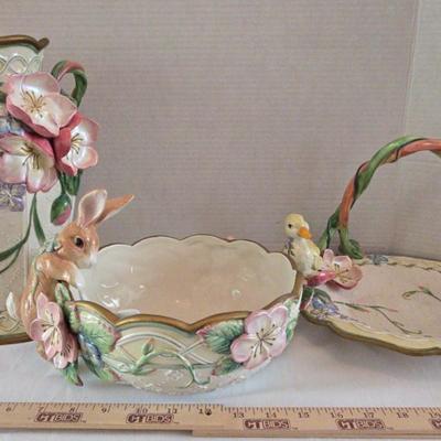 Fitz & Floyd Classics Vase, Bowl, & Basket/Dish