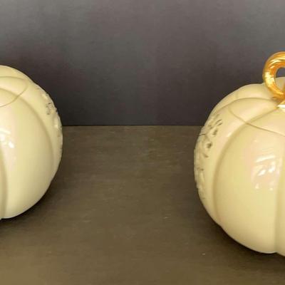 2 Lenox Pierced Pumpkin Votive Candle Holders