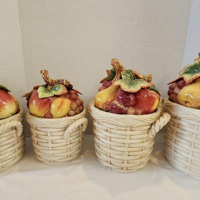 Fitz & Floyd Classics Cookie Jar/Canister Fruit Basket Set Of 4