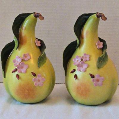 Katherine Houston Porcelain Objects D'Art Sculpture PEAR W/ Blossoms