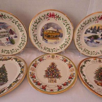 6 Lenox Annual Holiday & Christmas Trees Around The World Plates