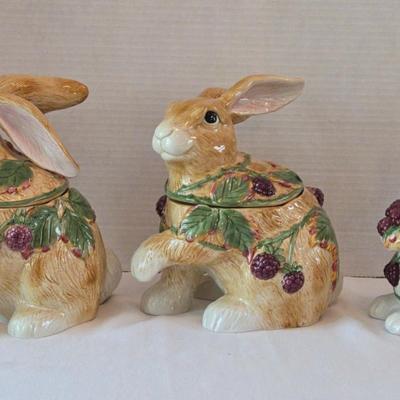 Fitz & Floyd Essentials Blackberry Rabbit Cookie/Candy Jars