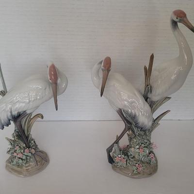 2 Lladro "Preening Crane"  No. 1612  &  "Courting Cranes" 1611