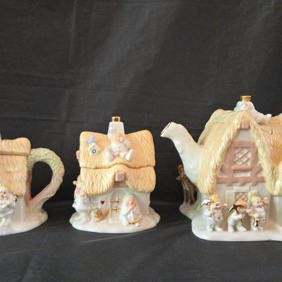 Lenox Seven Dwarfs Cottage Teapot and Cream & Sugar Set