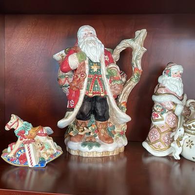 Fitz And Floyd Santa Pitcher, Santa Bowl And Salt & Pepper Shaker Set