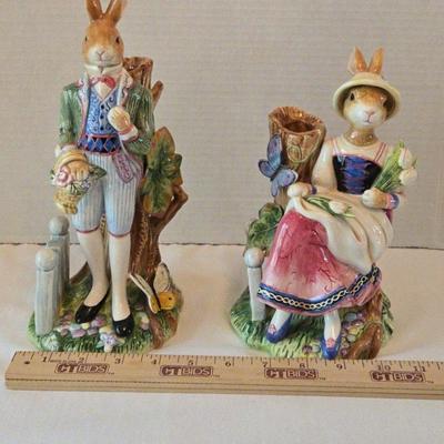 Fitz & Floyd Classics Old World Rabbits Candle Holder Pair