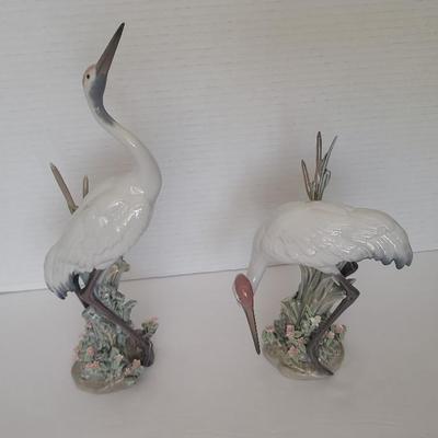 2 Lladro "Dancing Crane"  No. 1614  &  "Bowing Crane" 1613