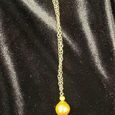 HHC418 - Myrna Lee Chang Golden Freshwater 2-Pearl Necklace 12”