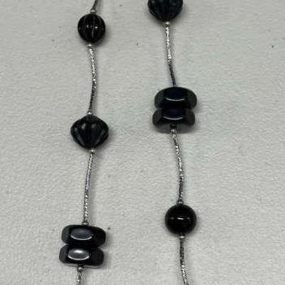 HHC413 - Myrna Lee Chang Black Onyx Necklace 24”