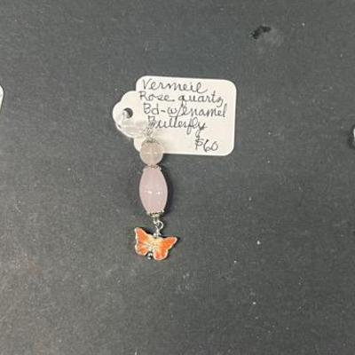 HHC445 3 Myrna Lee Chang Vintage Enamel Butterfly Pendants