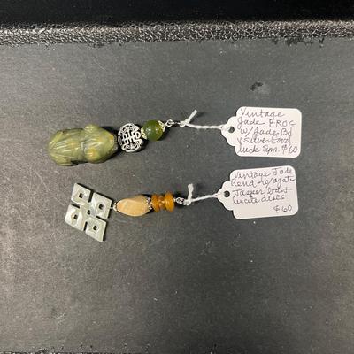 HHC487 2 Myrna Lee Chang Vintage Jade Pendants