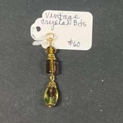 HHC469 Myrna Lee Chang Vintage Glass + Agate Bead Pendants And Vintage Crystal Pendant