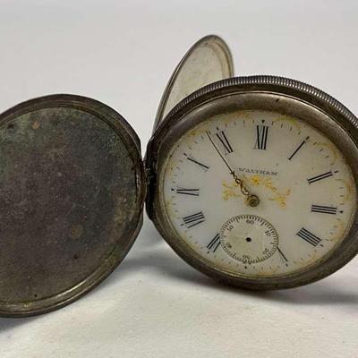 HHC138 - Antique Waltham Sterling Silver Pocket Watch