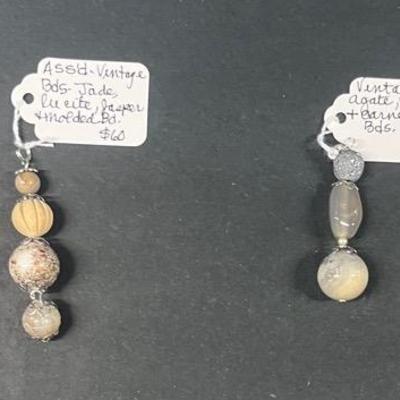 HHC488 Myrna Lee Chang Jade W/ Lucite + Jasper Pendant And Agate + Carnelian Pendant