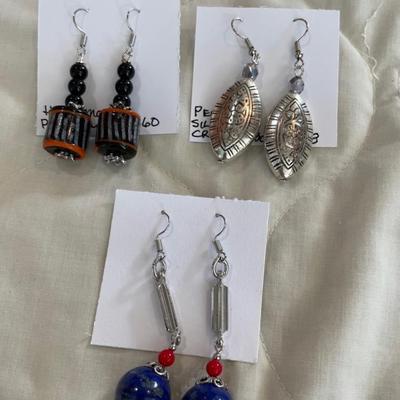 HHC506 - Myrna Lee Chang Pewter, Crystal, Porcelain Earrings 