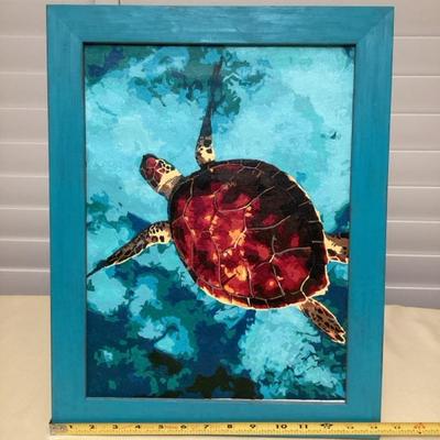 HHC232 Framed Original Painting Of Honu Turtle On Canvas