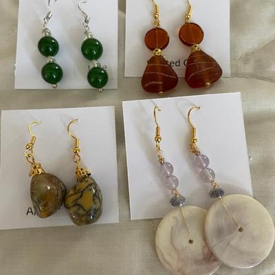 HHC544 - Myrna Lee Chang Agate, Pearl, Glass , & Jade Dangles