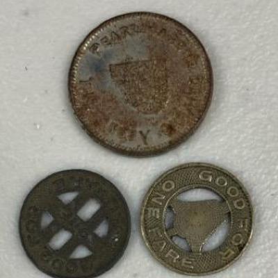 HHC165 - Vintage Collectible Tokens - Pearl Harbor Drivers' Assn. Hawaii, 1930s LA Railway, 1924 HRT