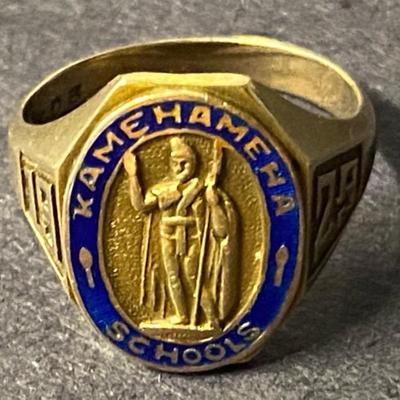 HHC100 - Antique Class of 1929 14k Gold Kamehameha Schools Class Ring