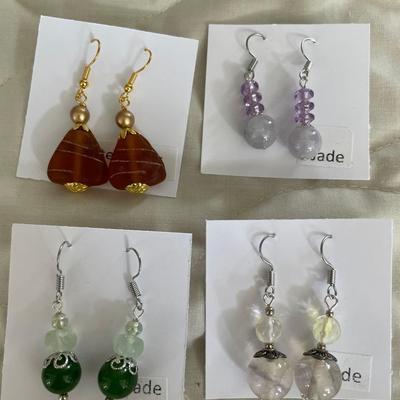HHC553 - Myrna Lee Chang Jade & Glass Beaded Earrings 