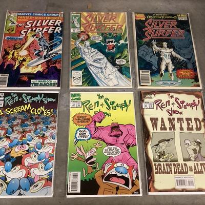 HHC012 THREE SILVER SURFER AND THREE REN AND STIMPY COMICS