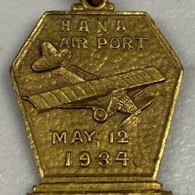 HHC166 - Rare 1934 Hana Airport, Maui Brass Pendant