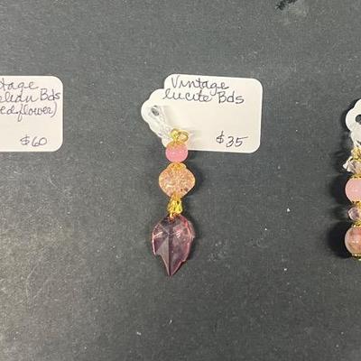 HHC454 3 Myrna Lee Chang Pendants: Vintage Lucite, Agate, And Carnelian Pendants