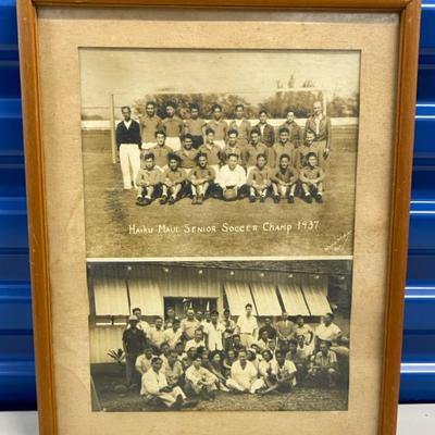 HHC162 - Framed 1937 Photographs - Dole Plantation Employees, Maui 1937 & Haiku Senior Soccer Team