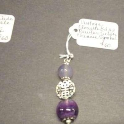 HHC428 Three Vintage Myrna Lee Chang Pendants With Natural Stone Beads