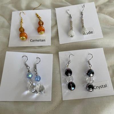 HHC531 - Myrna Lee Chang Carnelian, Crystal, & Jade Earrings 
