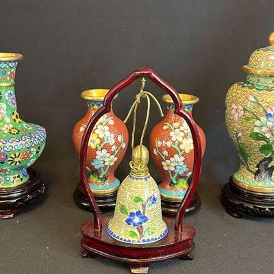 HHC220 - Cloisonne Vases And Bell
