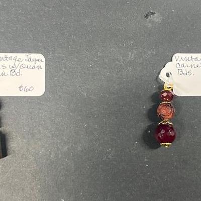 HHC457 Myrna Lee Chang Japanese + Carnelian Pendants 