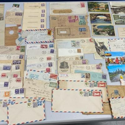 HHC155 - Vintage Postcards From Around the World, Envelopes w/Stamps & Other Collectible Ephemera