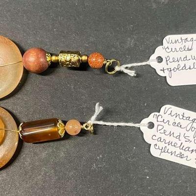 HHC440 Myrna Lee Chang 2 Vintage Jade Circle Of Life Pendants