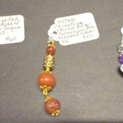 HHC425 Lot Of Three Vintage Myrna Lee Chang Pendants Adorned With Natural Stone Beads